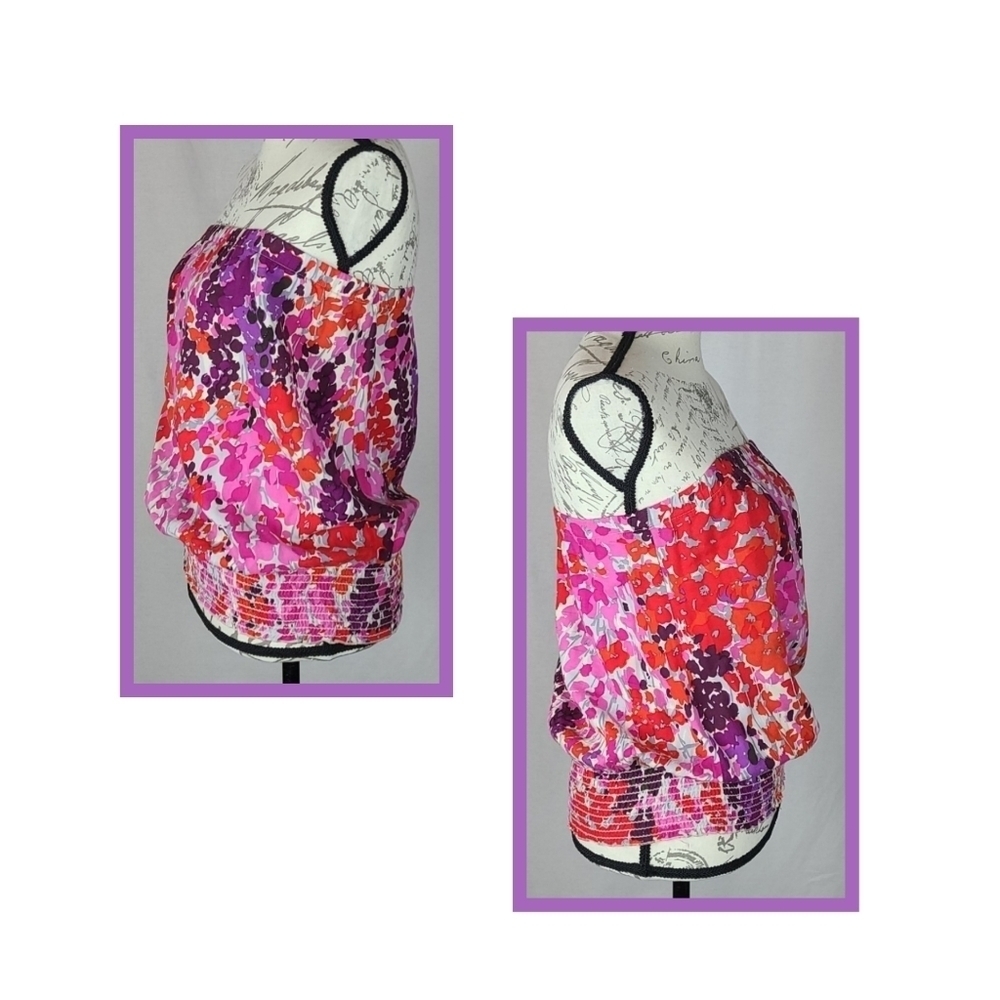 Tube Top Purple Pink Red Floral Vintage - Picture 2 of 5